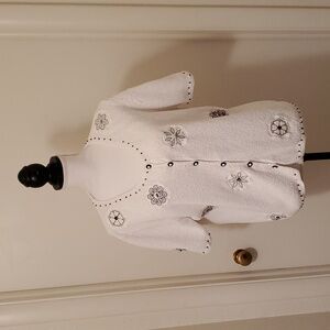 Ann Trinity SZ XL Cardigan Sweater With Applique, Embroidery and Trinkets